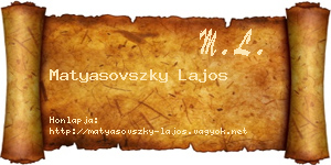 Matyasovszky Lajos névjegykártya